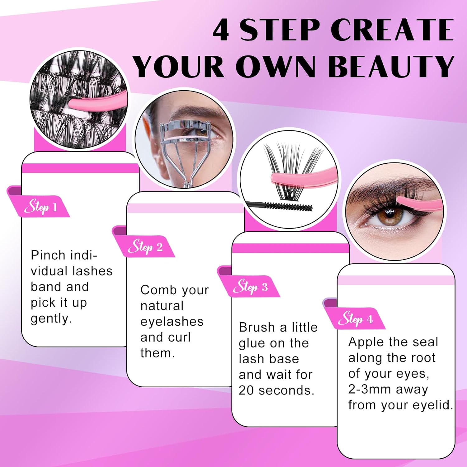 B&amp;Q Lash Extension Kit for Beginners 280pcs Eyelash Extension Kit 40D+50D 9-16 Mixed Lash Clusters Kit D Curl Lash Kit with Lash Bond and Seal Individual Lashes Kit DIY (KIT,40D+50D-D-9-16MIX)